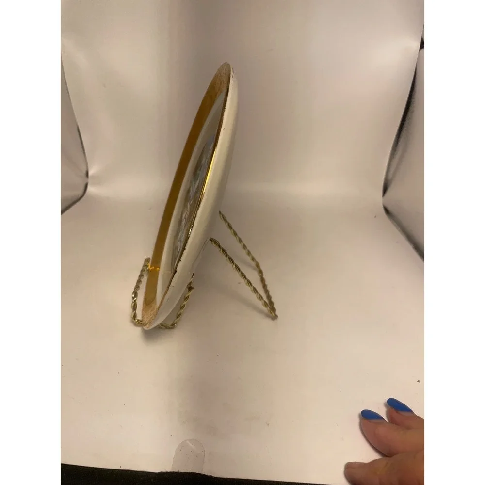 Vintage 1950's Rhode Island Gold Rimmed Decorative Souvenir Plate Plus Hanger